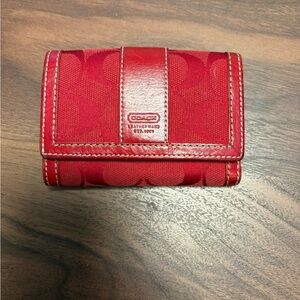 Coach Red Signature Trifold Card Holder
